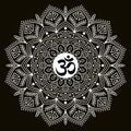 Om or Aum in Sanskrit in the Hindu and Vedic tradition - a sacred sound, the original mantra, the `word of power`